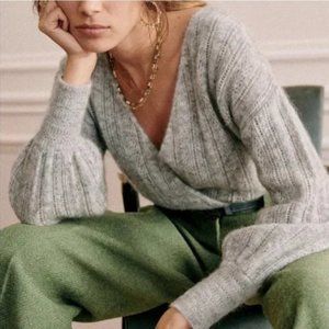 SÉZANE Cristina Jumper Sweater Flecked Grey Mohair Wool